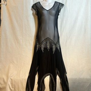 Stevie Nicks style black lace dress Size M-L